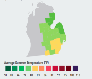 On our current emissions path, residents of Detroit will likely see the average number of days over 95°F per year increase from 1 over the past 30 years to 3 to 7 within the next 5 to 25 years. Higher temperatures will likely raise electricity demand and energy costs and increase violent crime over the course of the century. Data Source: American Climate Prospectus.