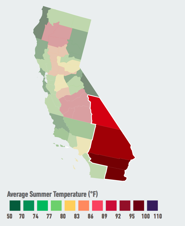 On our current emissions path, residents of the Inland South region will be hit hardest by rising temperatures, with the average number of days over 95°F per year likely to increase from an average of 127 days over the past 30 years to 145 to 158 days by mid-century. Higher temperatures will likely increase electricity demand, more than in any other region, resulting in likely energy cost increases or 19% to 35% by end of century. Data Source: American Climate Prospectus.