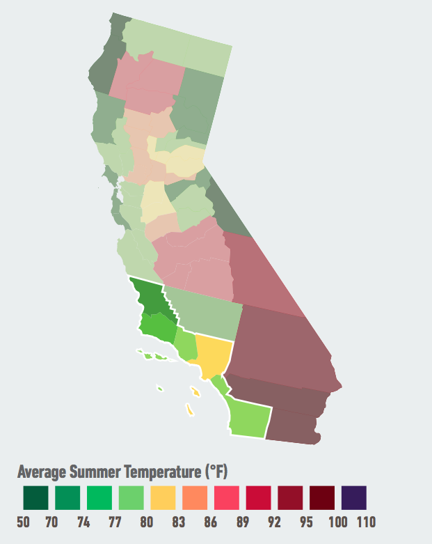 On our current emissions path, residents of the South Coast region will see the average number of days over 95°F per year likely increase from an average of only 13 over the past 30 years to 19 to 30 by mid-century. Sea-level at San Diego, which is home to the largest naval base on the west coast, will likely rise by 1.9 to 3.4 feet by 2100, with a 1-in-100 chance of more than 5.5 feet. Data Source: American Climate Prospectus.