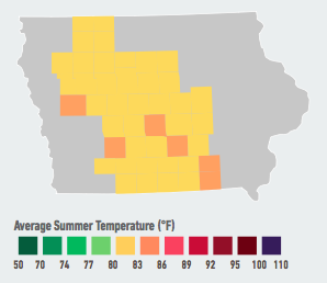 On our current emissions path, residents of Des Moines will see the average number of days over 95°F per year likely double to quadruple within the next 5 to 25 years. Among other effects, rising temperatures may affect Iowa’s robust agricultural sector, resulting in reduced crop yields. By end of century, the state could face likely declines in its signature corn crop of 17% to 77% – unless farmers employ new adaptive practices. Data Source: American Climate Prospectus.