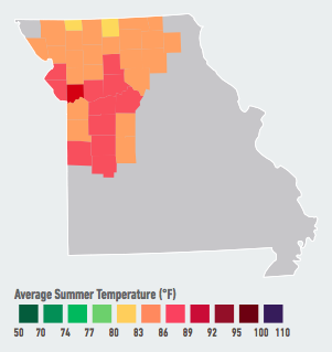 On our current emissions path, residents of Kansas City (who already experience the highest average summer temperatures in the Midwest) will see the average number of days over 95°F per year likely double to triple within the next 5 to 25 years. This major transportation hub will also experience large increases in electricity consumption, resulting in a 4% to 16% likely increase in energy costs by mid-century. Data Source: American Climate Prospectus.